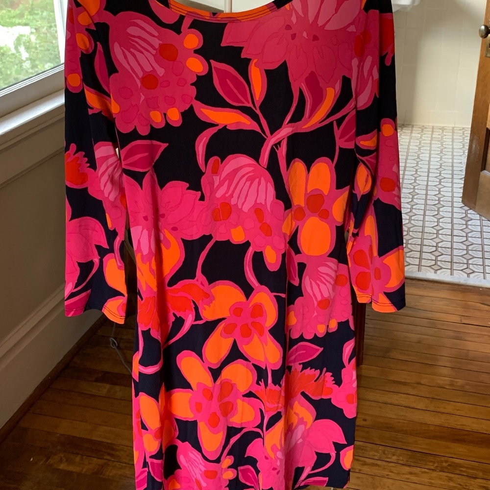 Trina Turk floral open back dress. Worn once. Retail 129